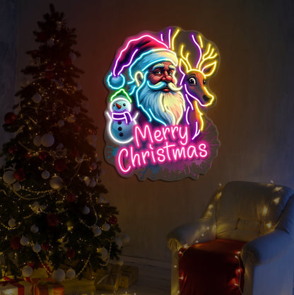 Enseigne néon LED "Joyeux Noël Père Noël"