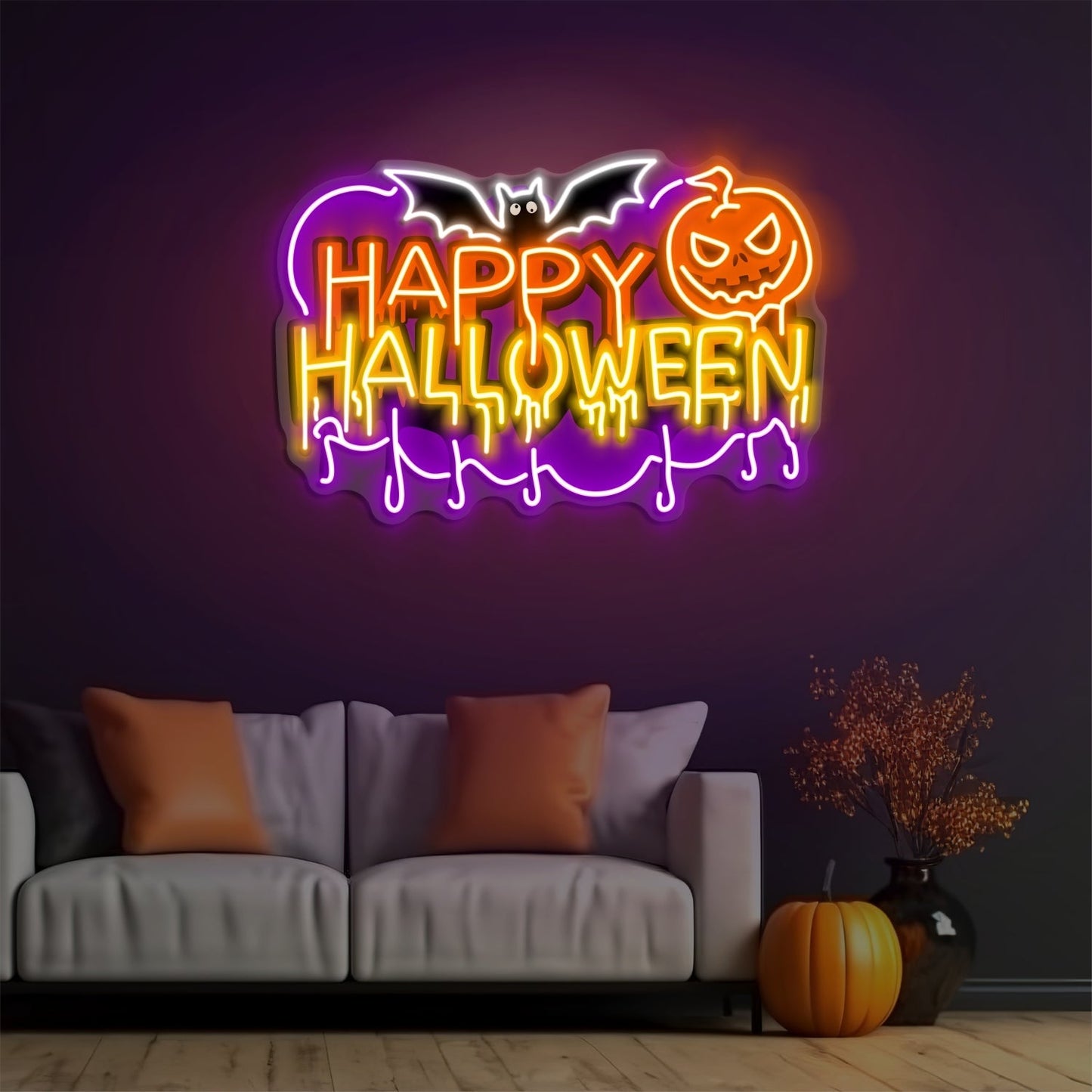Enseigne néon LED Joyeux Halloween