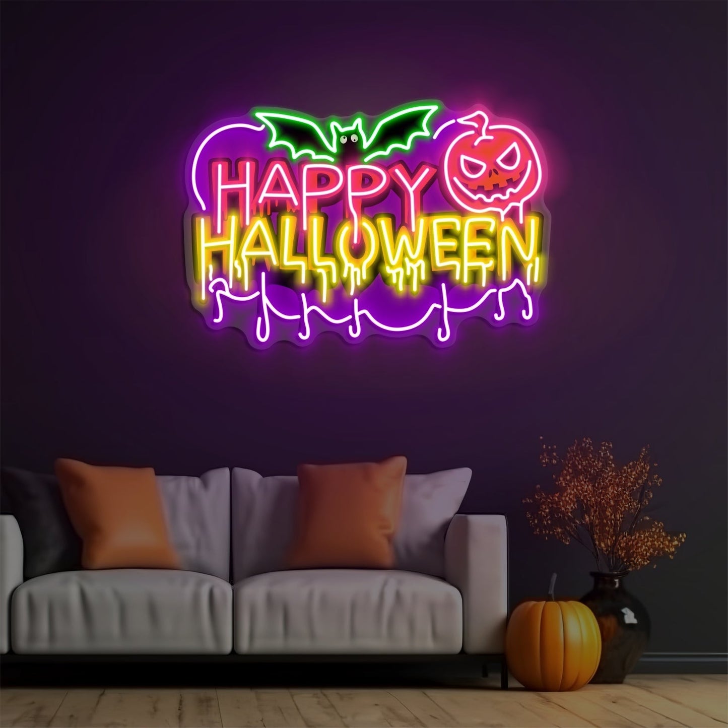 Enseigne néon LED Joyeux Halloween