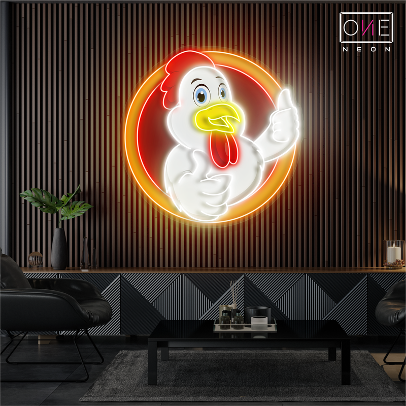 Enseigne néon LED "Poulet Pouce levé"