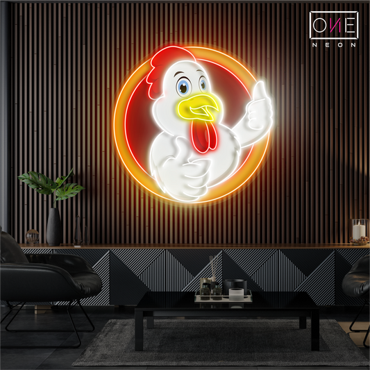 Enseigne néon LED "Poulet Pouce levé"