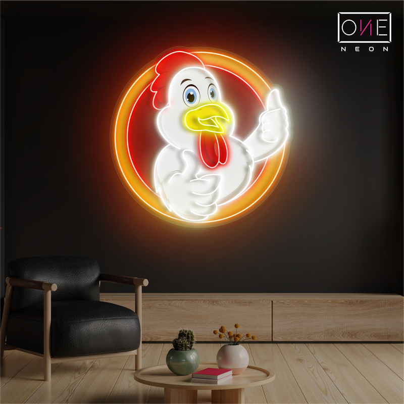 Enseigne néon LED "Poulet Pouce levé"