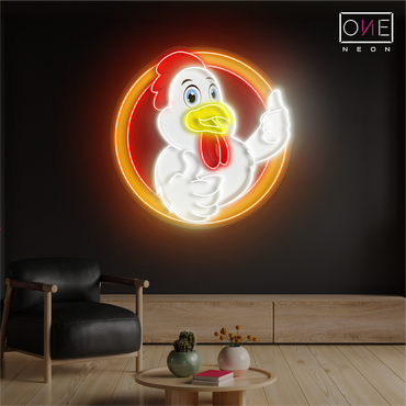 Enseigne néon LED "Poulet Pouce levé"