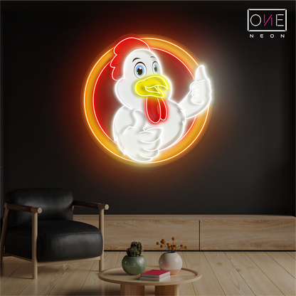 Enseigne néon LED "Poulet Pouce levé"