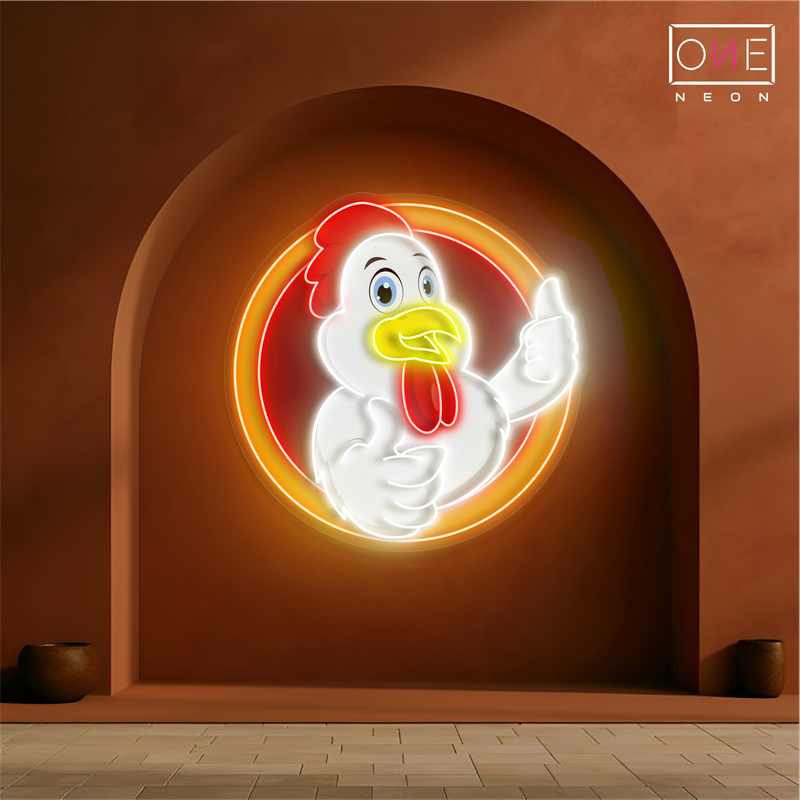 Enseigne néon LED "Poulet Pouce levé"
