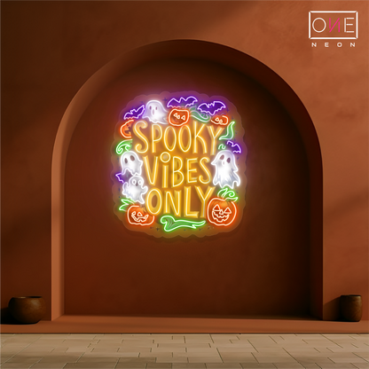 Enseigne néon LED "Spooky Vibes Only"