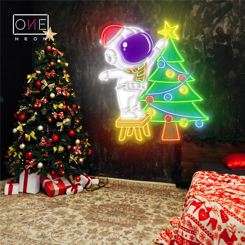 Enseigne néon LED artistique de l'astronaute de Noël