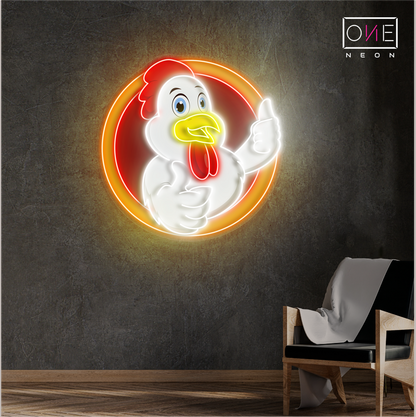 Enseigne néon LED "Poulet Pouce levé"