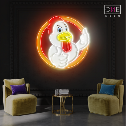Enseigne néon LED "Poulet Pouce levé"
