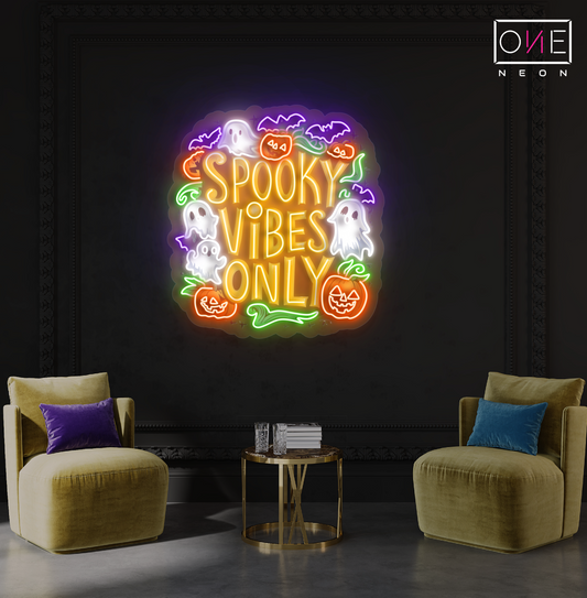 Enseigne néon LED "Spooky Vibes Only"