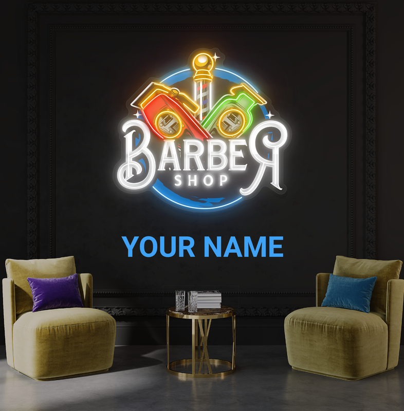 Enseigne néon LED murale "Classic Clippers Barber"