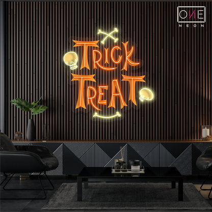 Enseigne néon LED œuvre Trick Treat