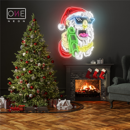 Enseigne LED néon de Père Noël Gangster