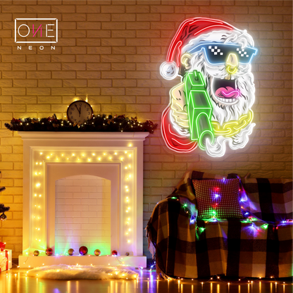 Enseigne LED néon de Père Noël Gangster