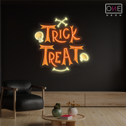 Enseigne néon LED œuvre Trick Treat