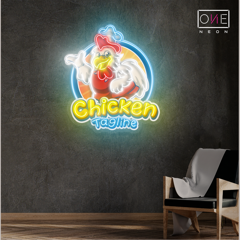 Enseigne néon LED "Chef Chick's Delight Artwork"