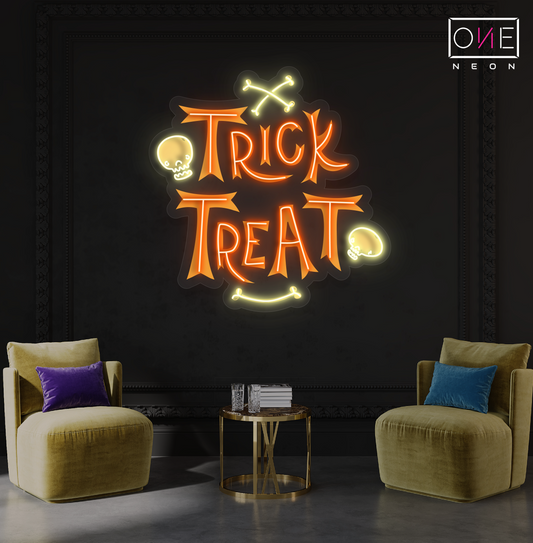 Enseigne néon LED œuvre Trick Treat