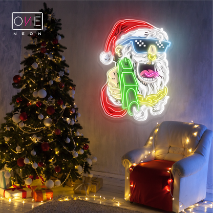 Enseigne LED néon de Père Noël Gangster