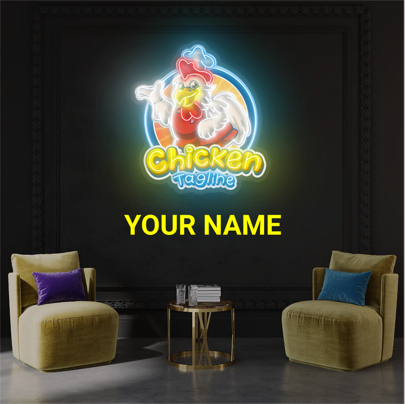 Enseigne néon LED "Chef Chick's Delight Artwork"