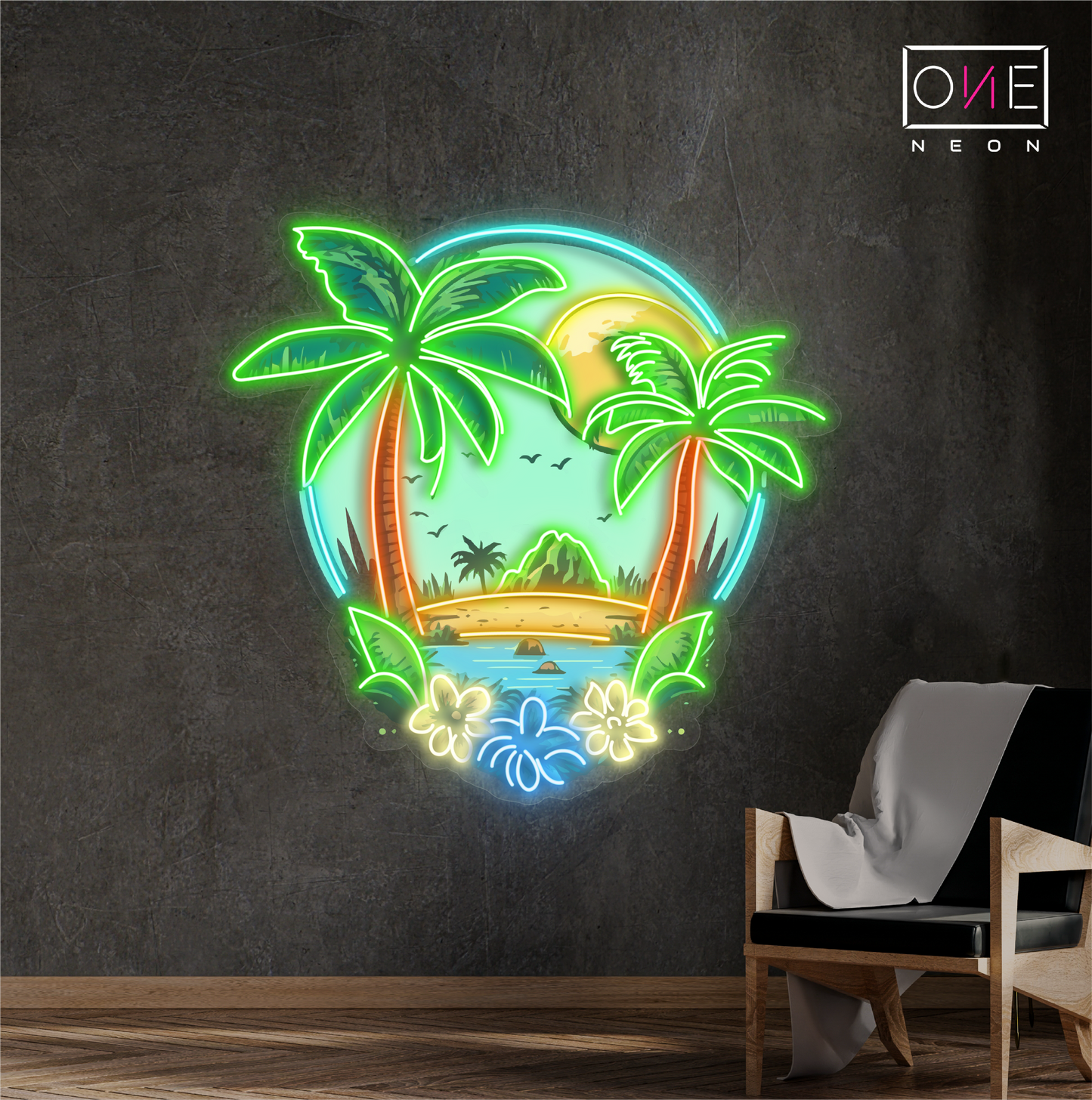 Enseigne Néon LED "Coucher de Soleil Tropical"