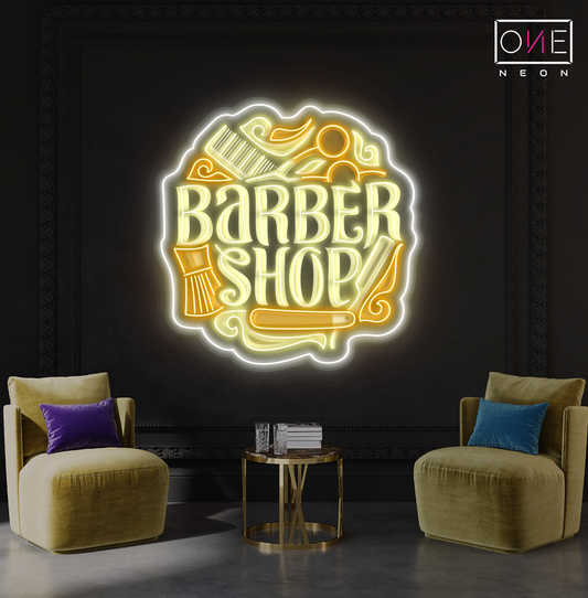 Enseigne néon LED murale de barbier