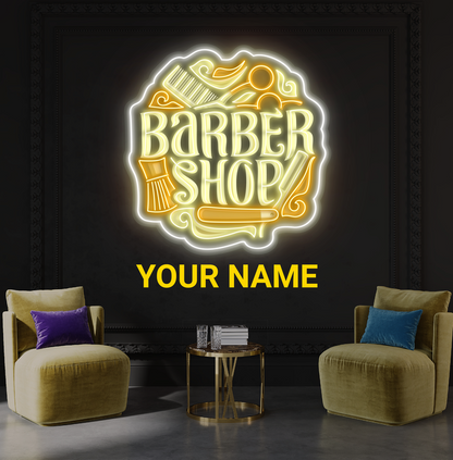 Enseigne néon LED murale de barbier