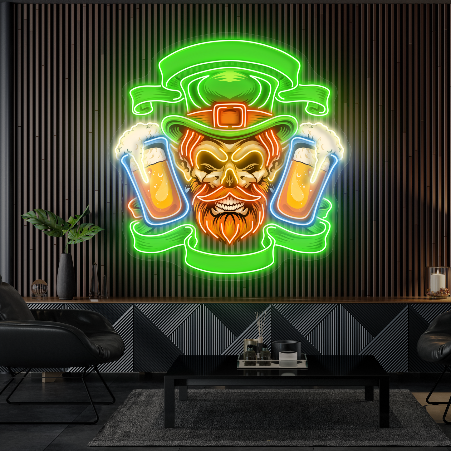 Enseigne lumineuse LED Néon "Double Pint du Leprechaun"
