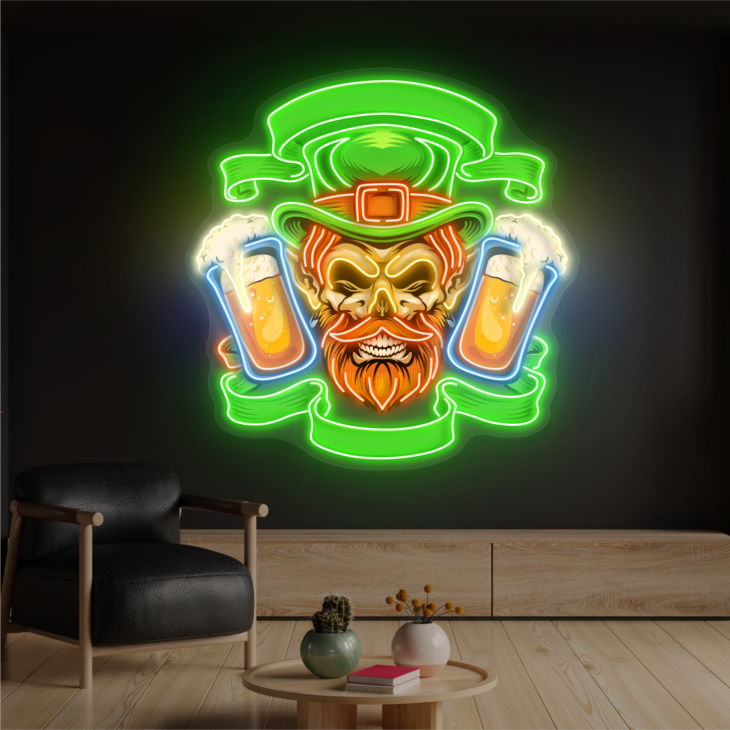 Enseigne lumineuse LED Néon "Double Pint du Leprechaun"