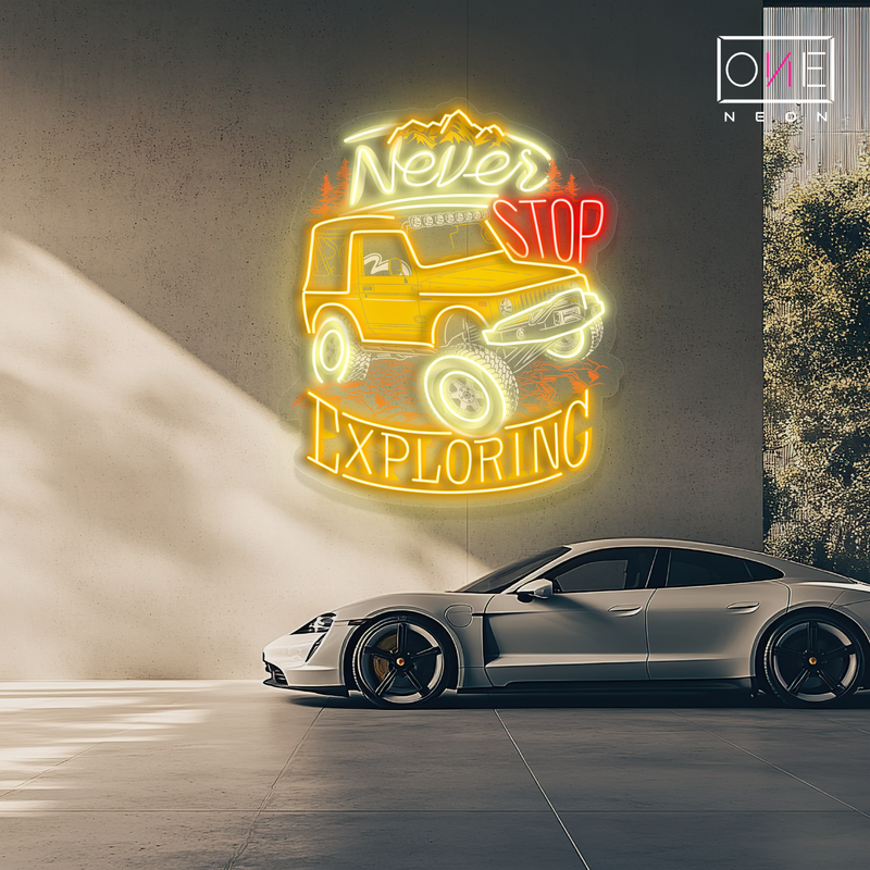 Enseigne néon LED "Never Stop Exploring Artwork"