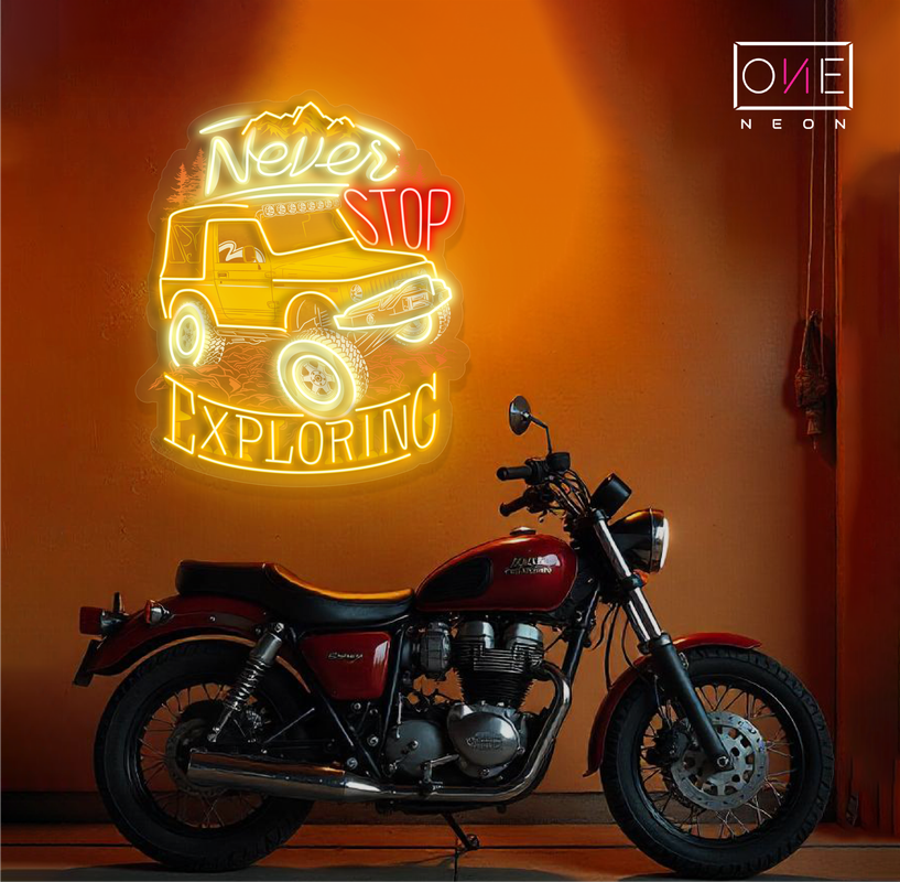 Enseigne néon LED "Never Stop Exploring Artwork"
