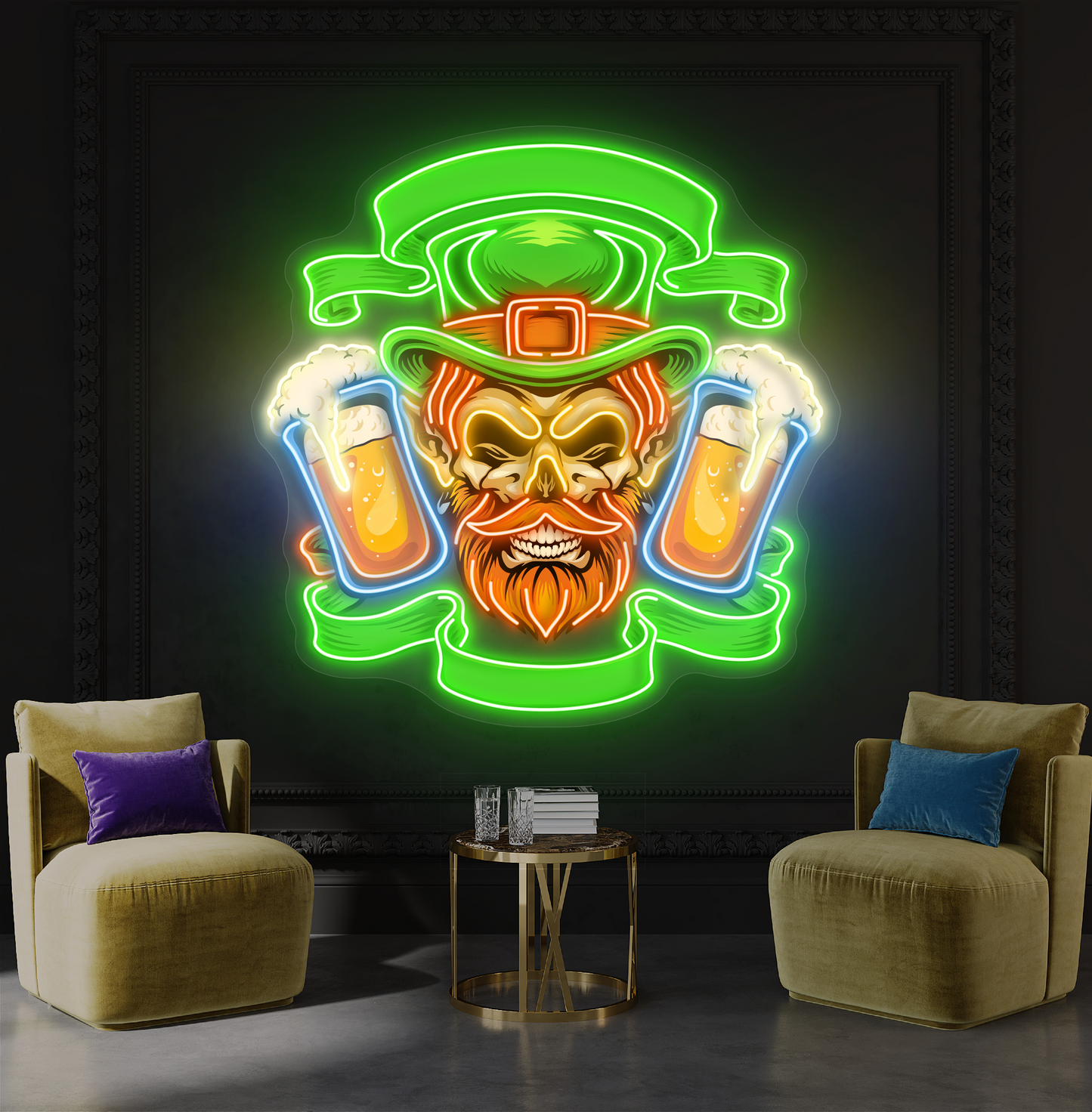 Enseigne lumineuse LED Néon "Double Pint du Leprechaun"