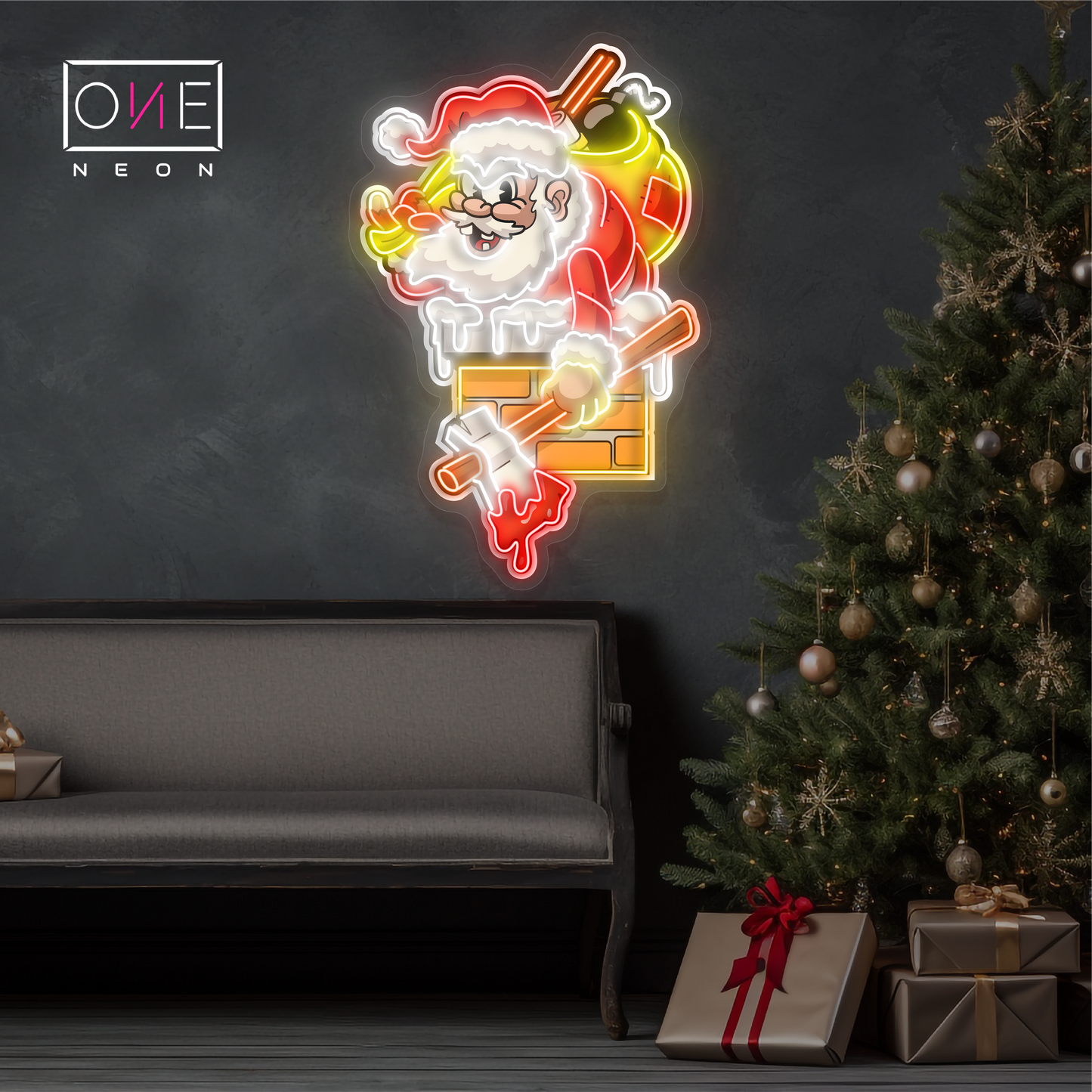 Enseigne néon LED décorative "L'évasion malicieuse du Père Noël"