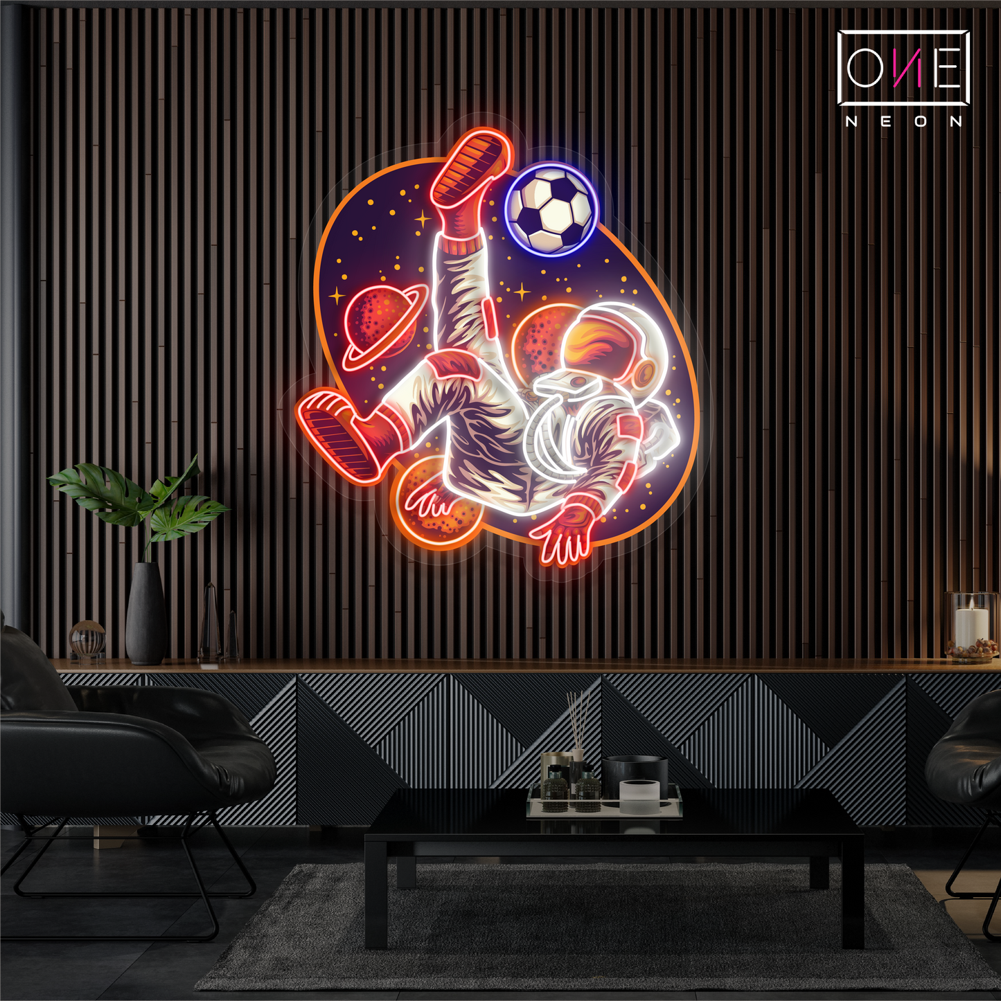 Enseigne néon LED Football Astronautique