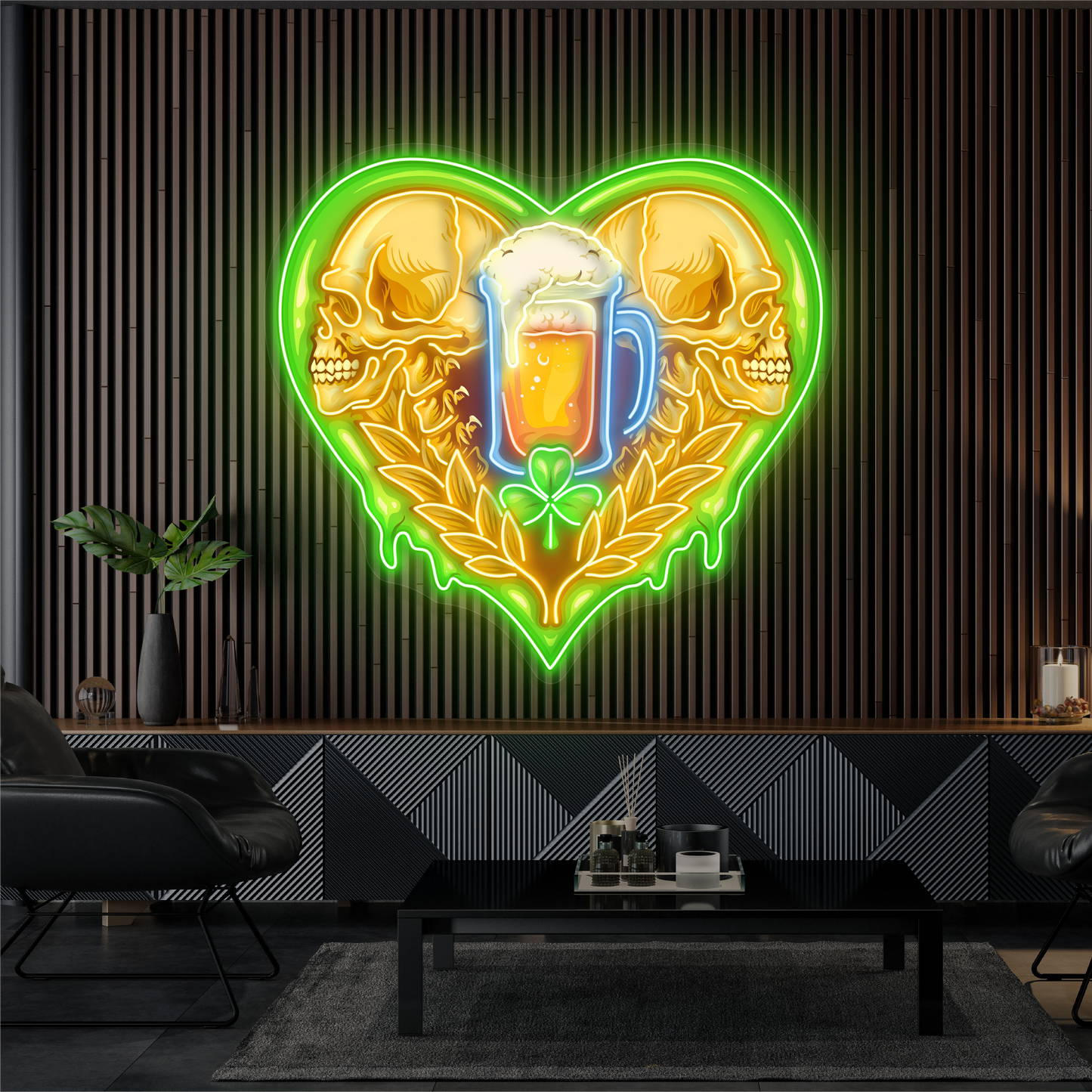 Enseigne Néon LED Tête de Mort & Bière