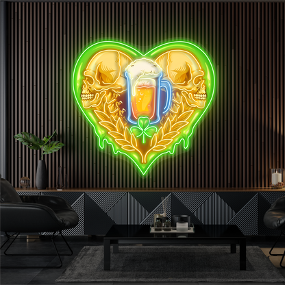 Enseigne Néon LED Tête de Mort & Bière