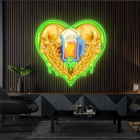 Enseigne Néon LED Tête de Mort & Bière