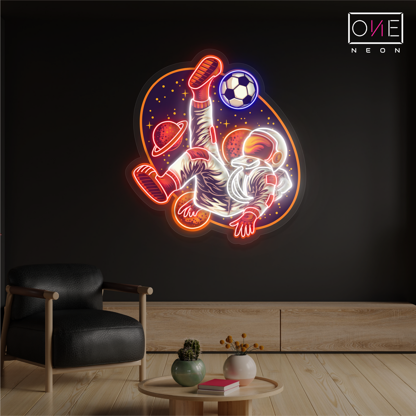 Enseigne néon LED Football Astronautique