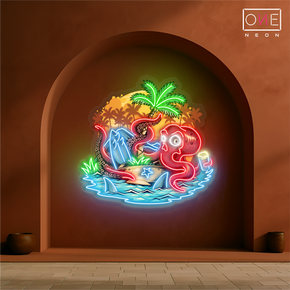 Enseigne néon LED artistique Île aux pieuvres