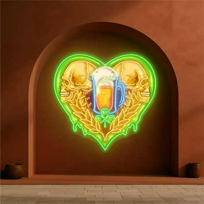 Enseigne Néon LED Tête de Mort & Bière