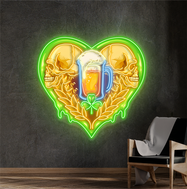 Enseigne Néon LED Tête de Mort & Bière