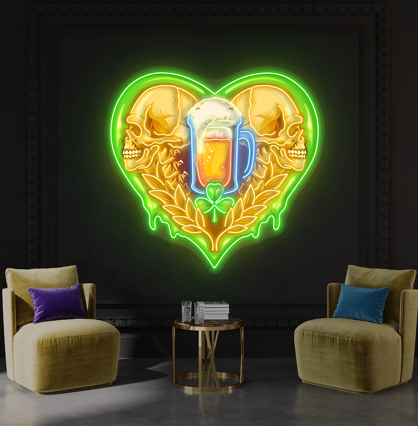 Enseigne Néon LED Tête de Mort & Bière