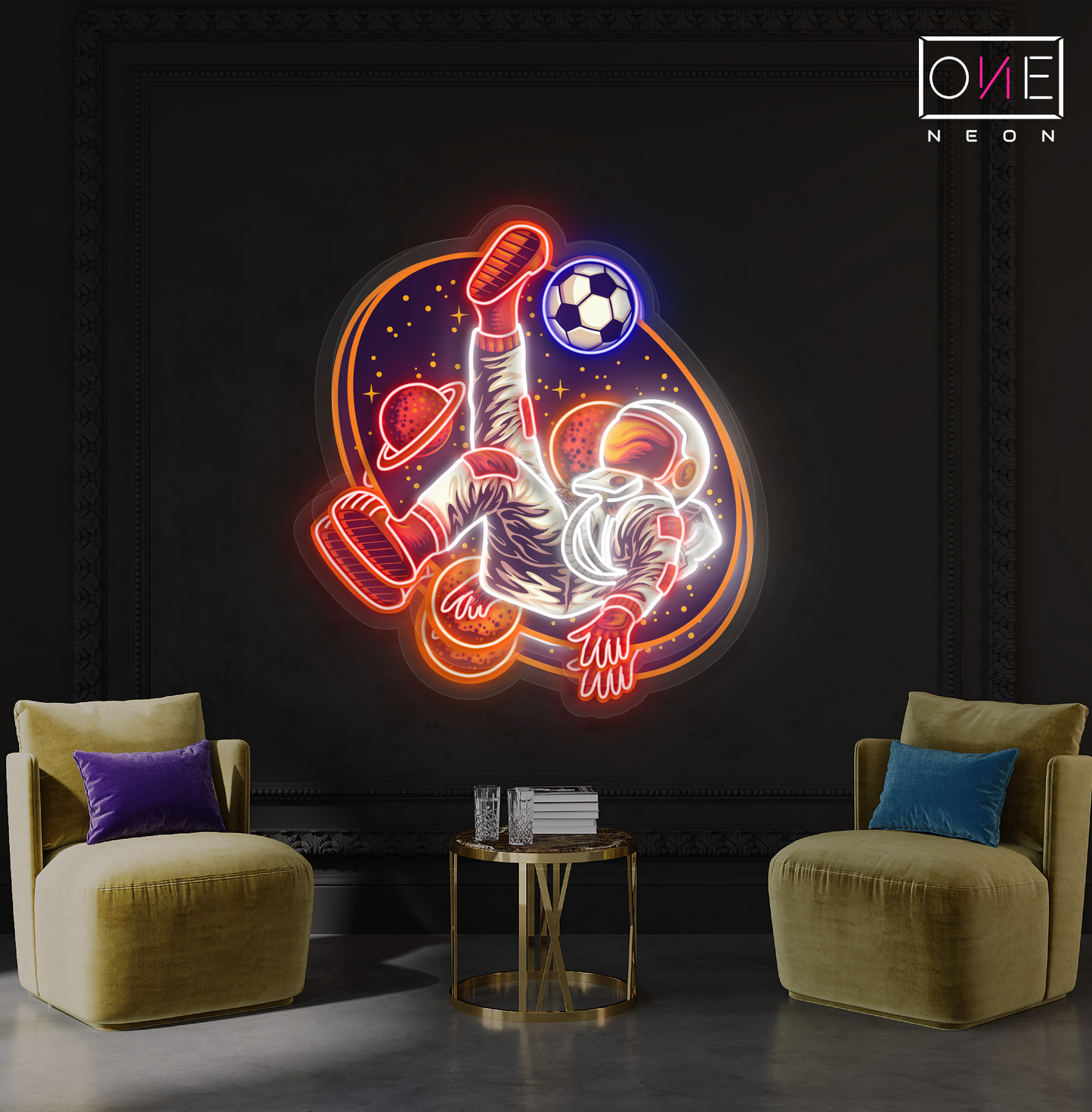 Enseigne néon LED Football Astronautique