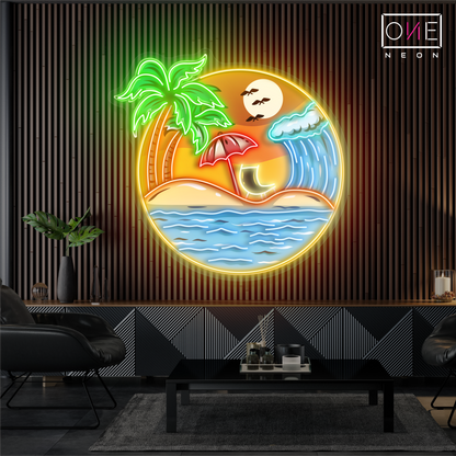 Enseigne néon LED œuvre d'art "Paradis du coucher de soleil"