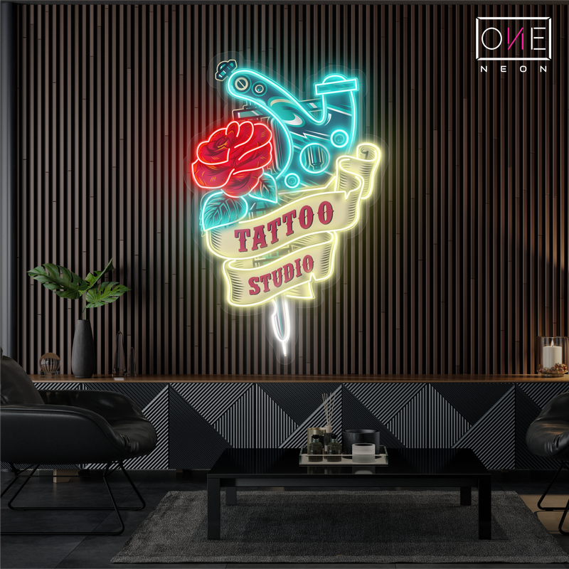 Enseigne néon LED Motif rose tatouage