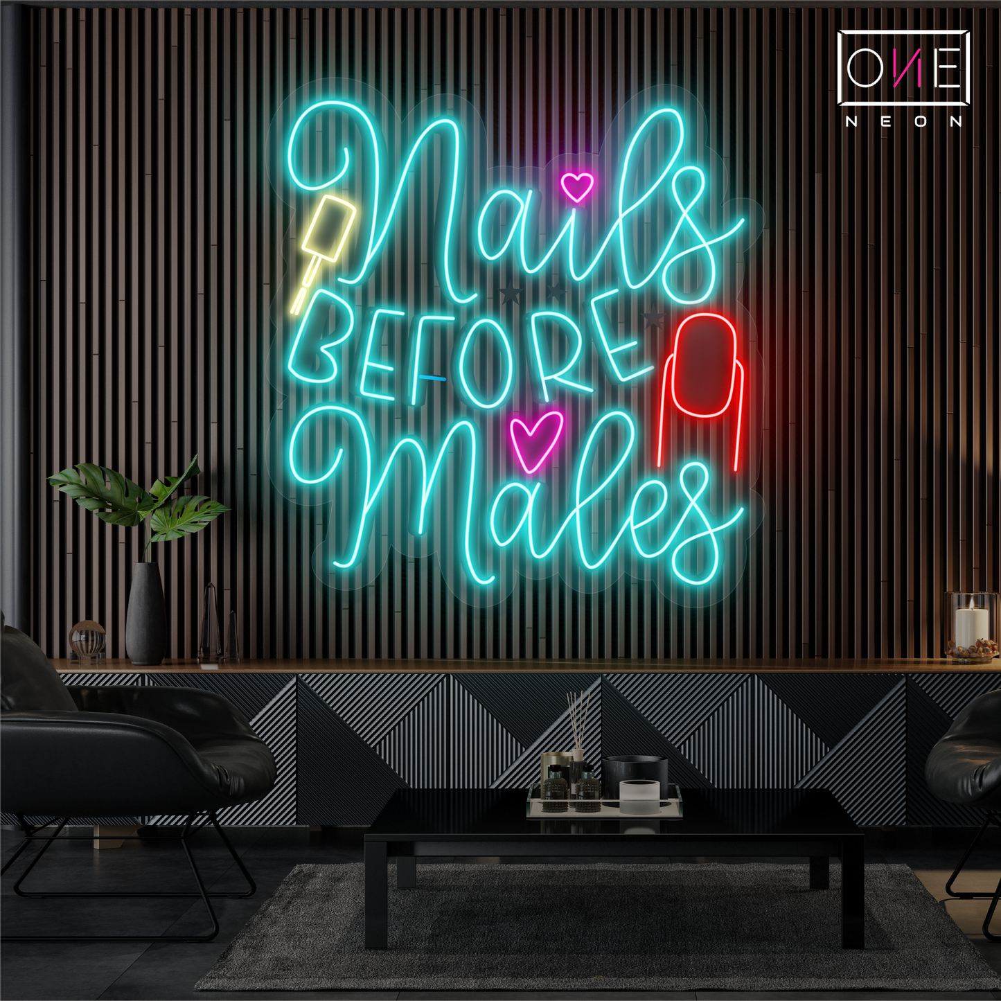 Enseigne néon LED "Nails Before Males"