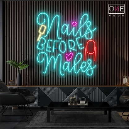 Enseigne néon LED "Nails Before Males"