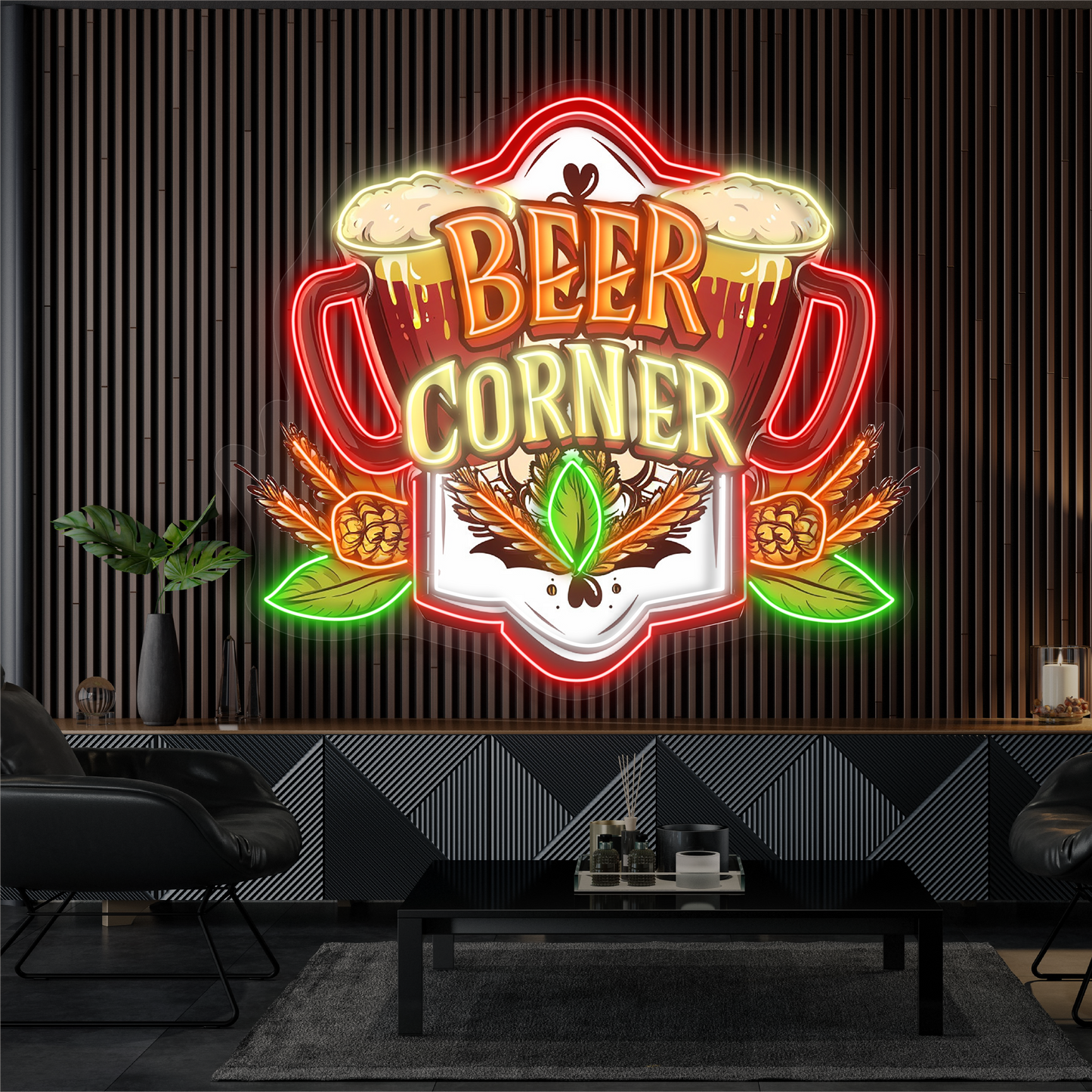 Enseigne lumineuse LED néon Coin Bière