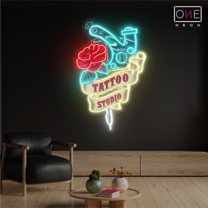 Enseigne néon LED Motif rose tatouage