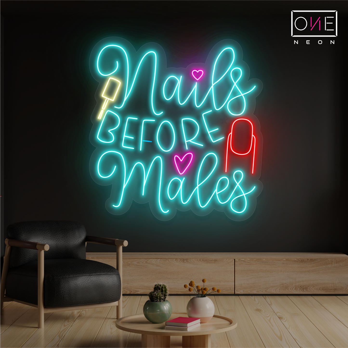 Enseigne néon LED "Nails Before Males"