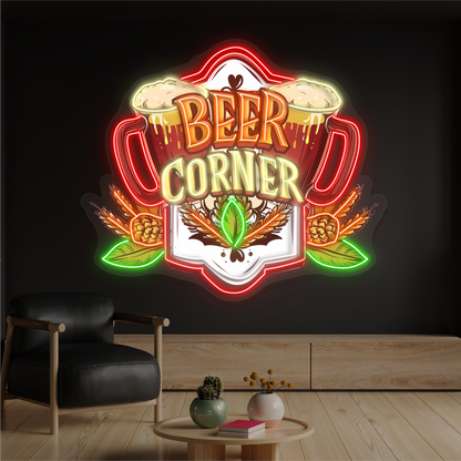 Enseigne lumineuse LED néon Coin Bière